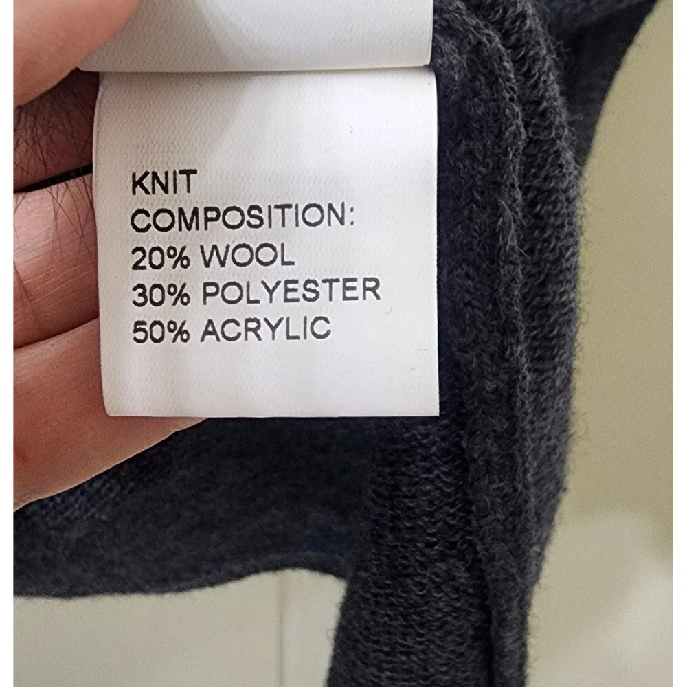 Belle Fare Charcoal Gray Wool Blend Knit Poncho Genuine Fox Fur‎